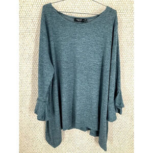 Arna York Collection Top Women 30/32 Bell Sleeve Jade‎ Tunic Knit NEW